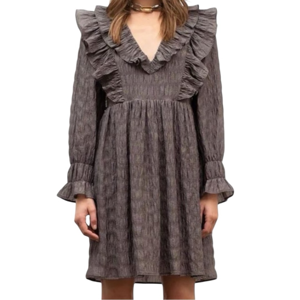 Moon River Women’s Long Sleeve Ruffle Mini Babydoll Doll Sz M